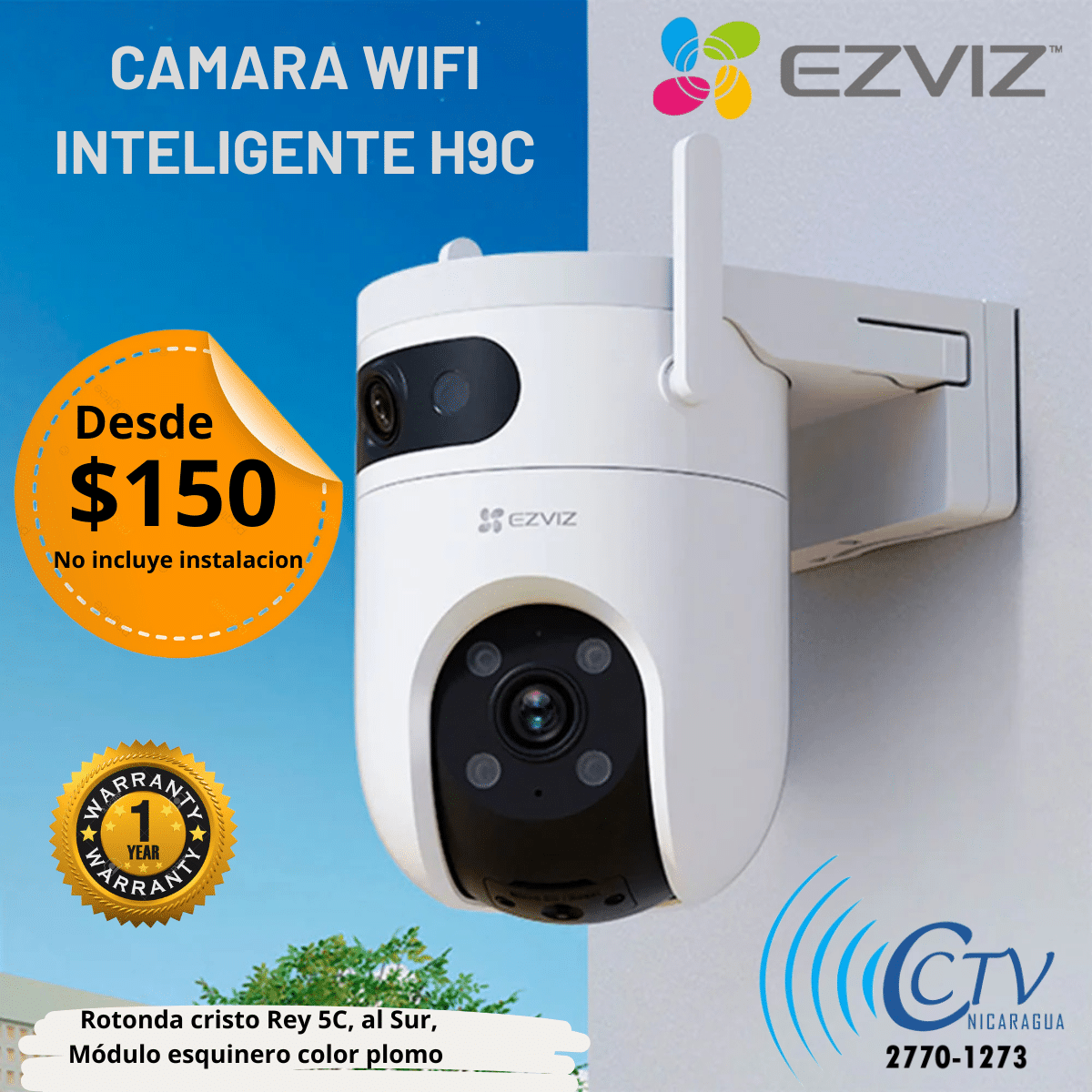 Camara WIFI Ezviz H9C, Doble lente con rotacion horizontal y vertical