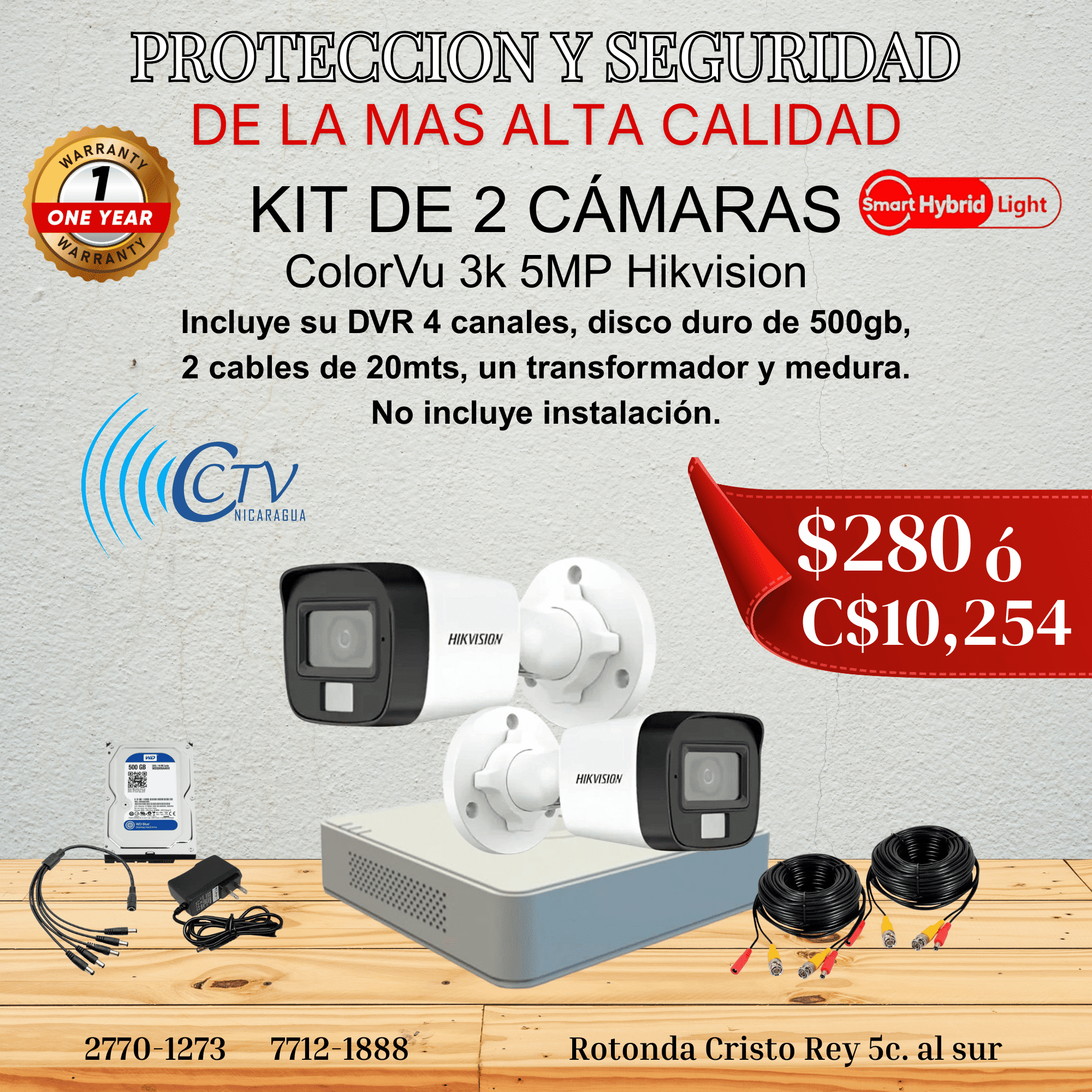 Kit de 2 Camaras Hikvision Colorvu Bullet 3k 5mp